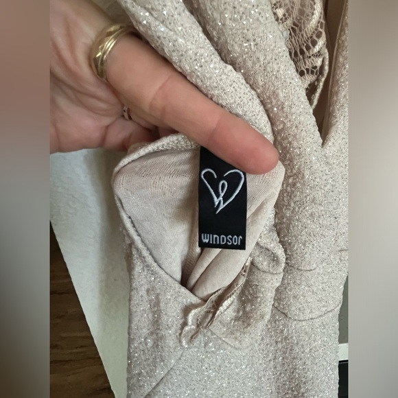 Windsor Evening Dress XS Sparkly Champagne Nude A Line Mini - Picture 4 of 8